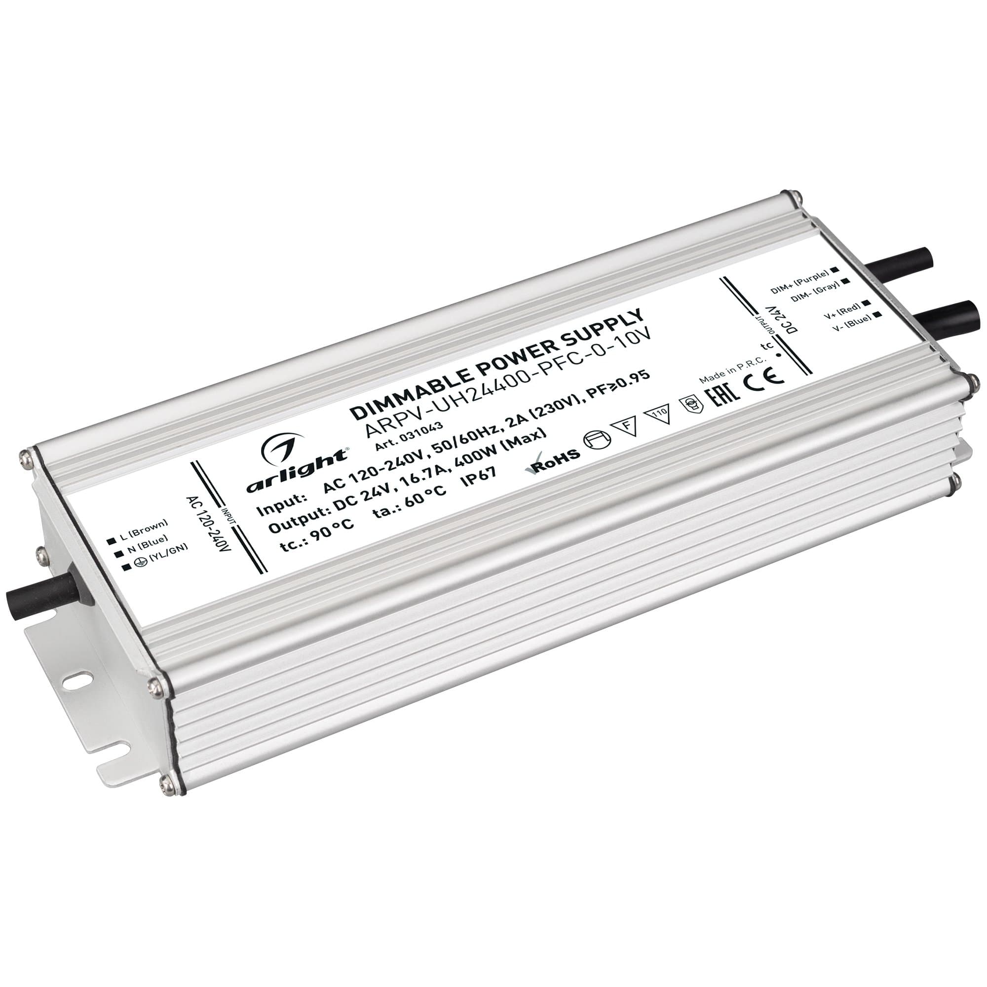 Arlight Блок питания ARPV-UH24400-PFC-0-10V (24V, 16.7A, 400W) (IP67 Металл, 7 лет) 031043 — миниатюра 1