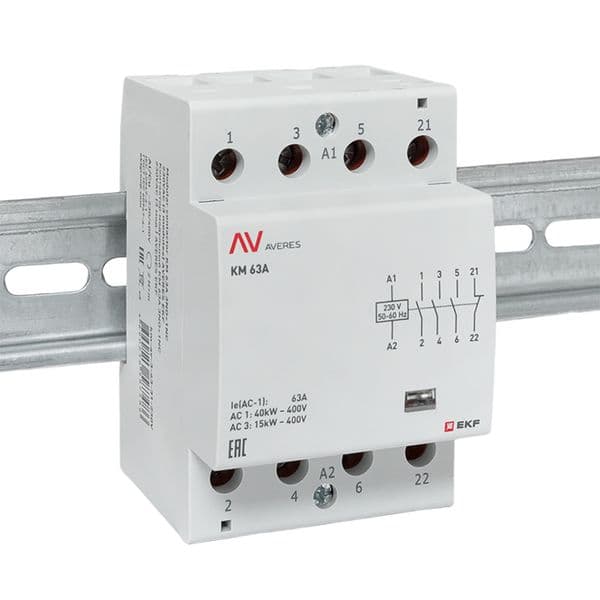 EKF Контактор модульный КМ 63А 3NO+1NC 230В АС (3 мод.) AVERES — миниатюра 2