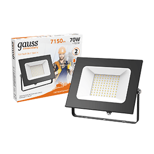 Gauss Прожектор Elementary 70W 7150lm 3000К 175-265V IP65 черный LED 613527170 — миниатюра 1