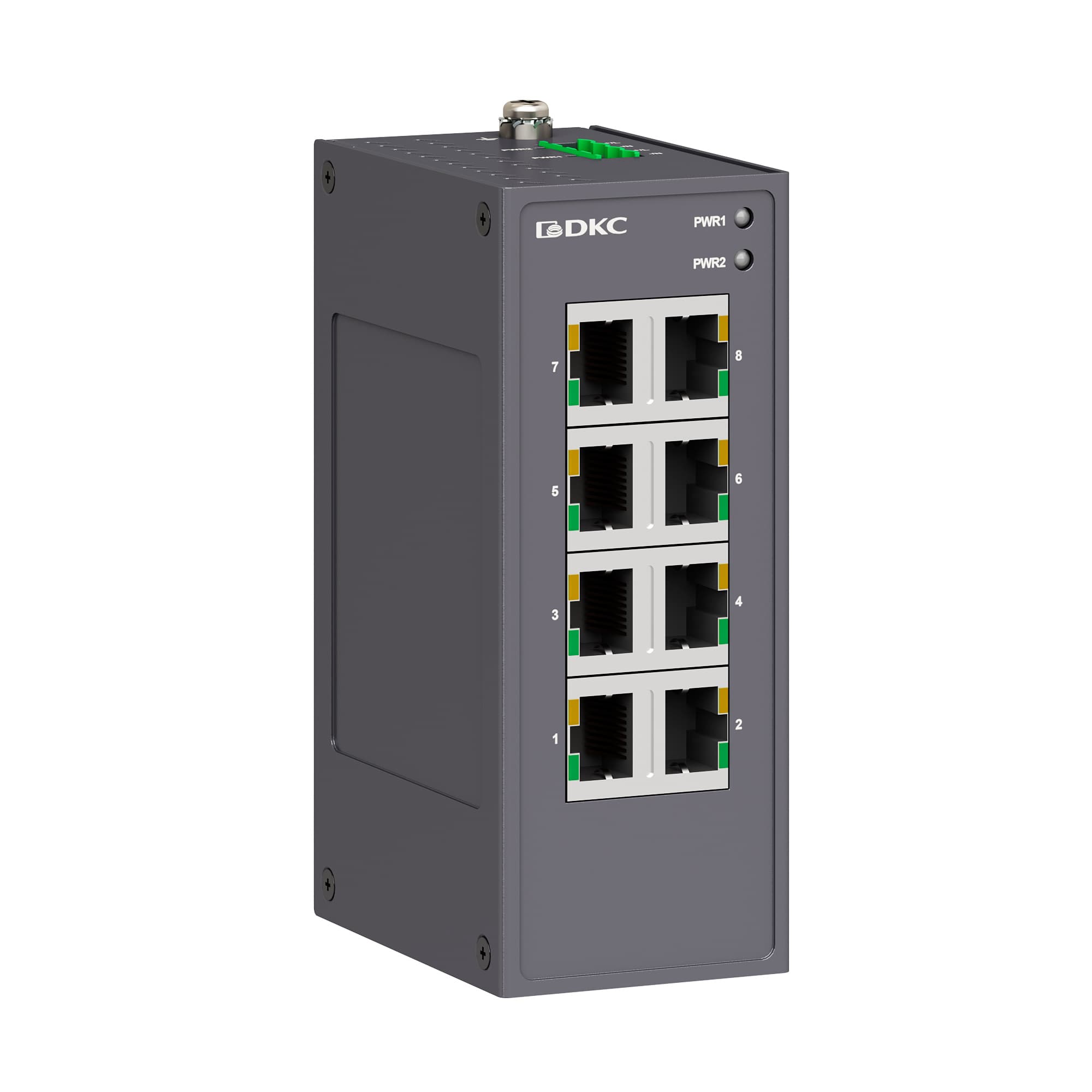 DKC Промышленный неуправляемый коммутатор, 8×10/100Base-T(X) портов RJ45, 12-48В DC/18-30В AC, с резервированием