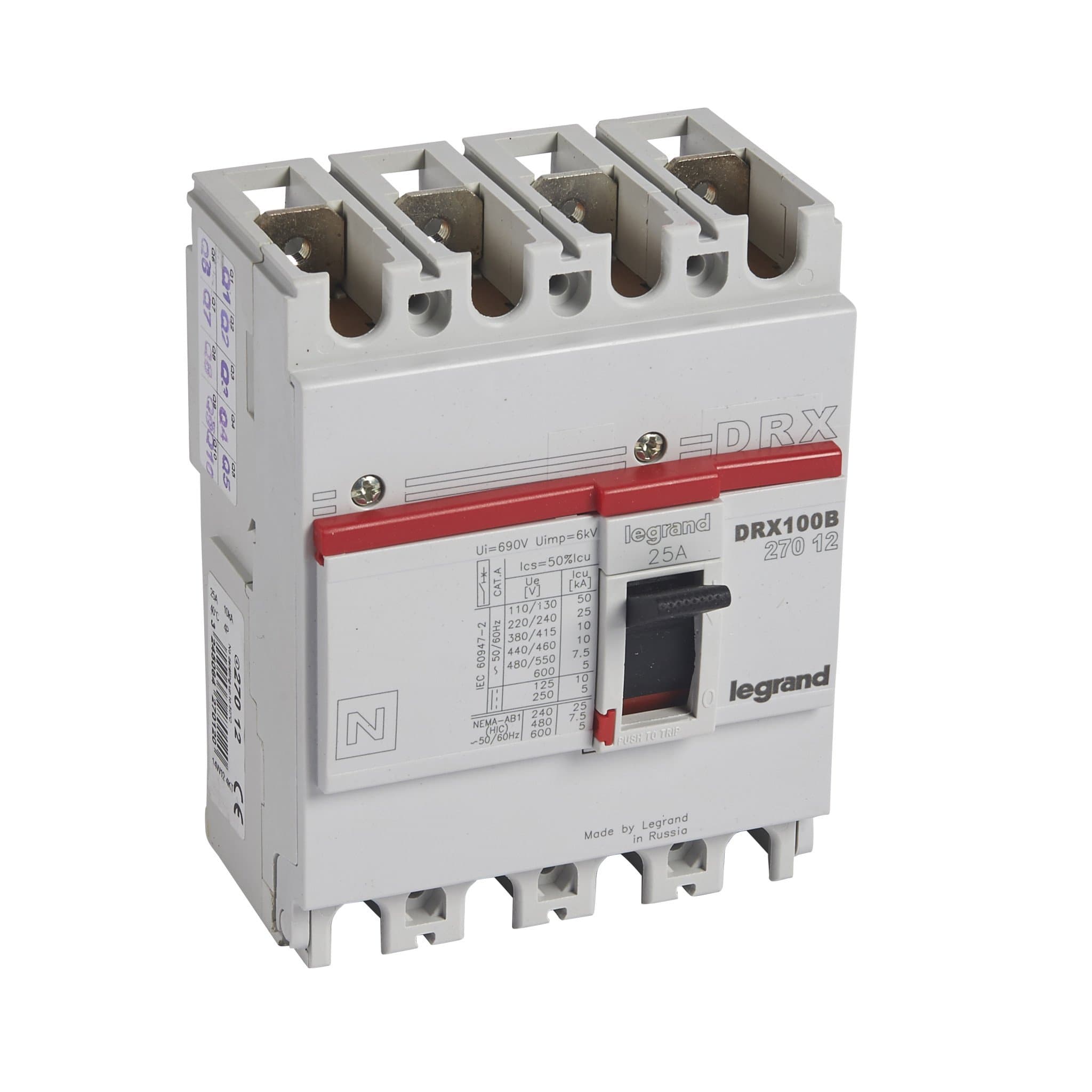 Legrand DRX125 термомагнитный 25A 4П 10KA 027012 — миниатюра 1