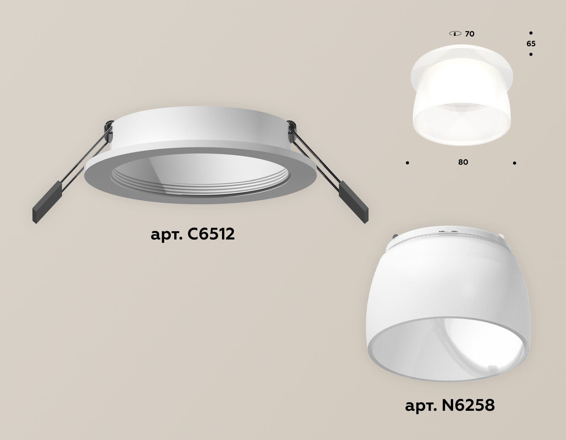 Ambrella Комплект встраиваемого светильника с акрилом XC6512069 SWH/FR белый песок/белый матовый MR16 GU5.3 (C6512, N6258) — миниатюра 2