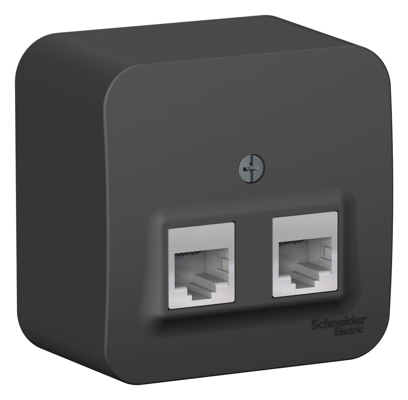 Systeme Electric Blanca наруж Антрацит Розетка 2-ая ТЛФ/комп, RJ45+RJ11, кат.5E, изолир. пластина — миниатюра 2