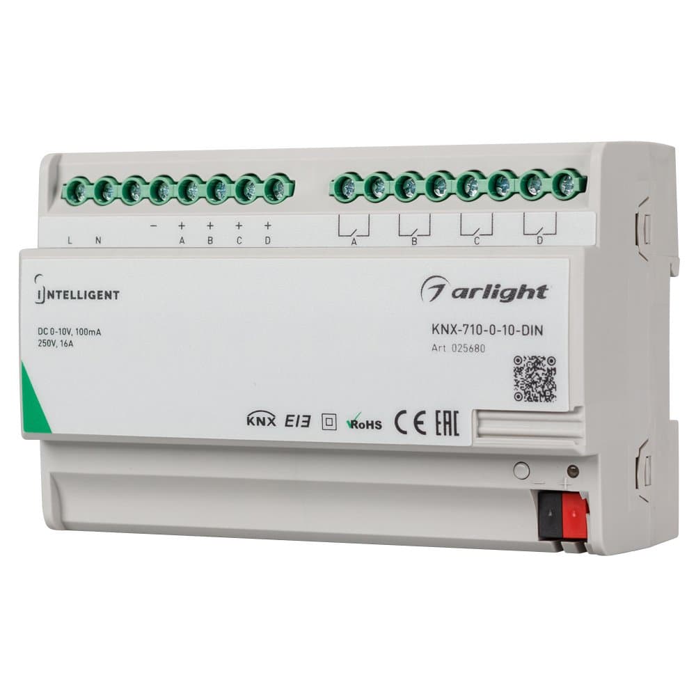 Arlight INTELLIGENT Конвертер KNX-710-0-10-DIN (230V, 4x0/1-10, 4x16A) (INTELLIGENT Пластик) 025680 — миниатюра 1