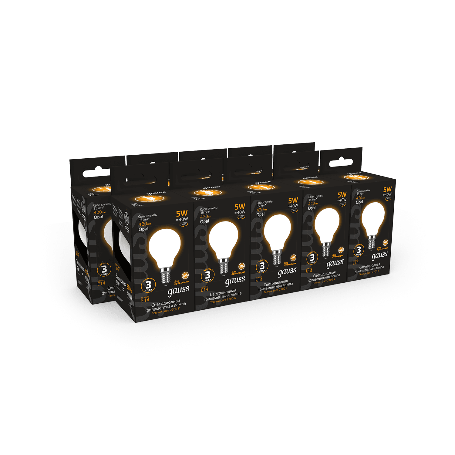Gauss Лампа Filament Шар 5W 420lm 2700К Е14 milky LED 105201105 — миниатюра 7