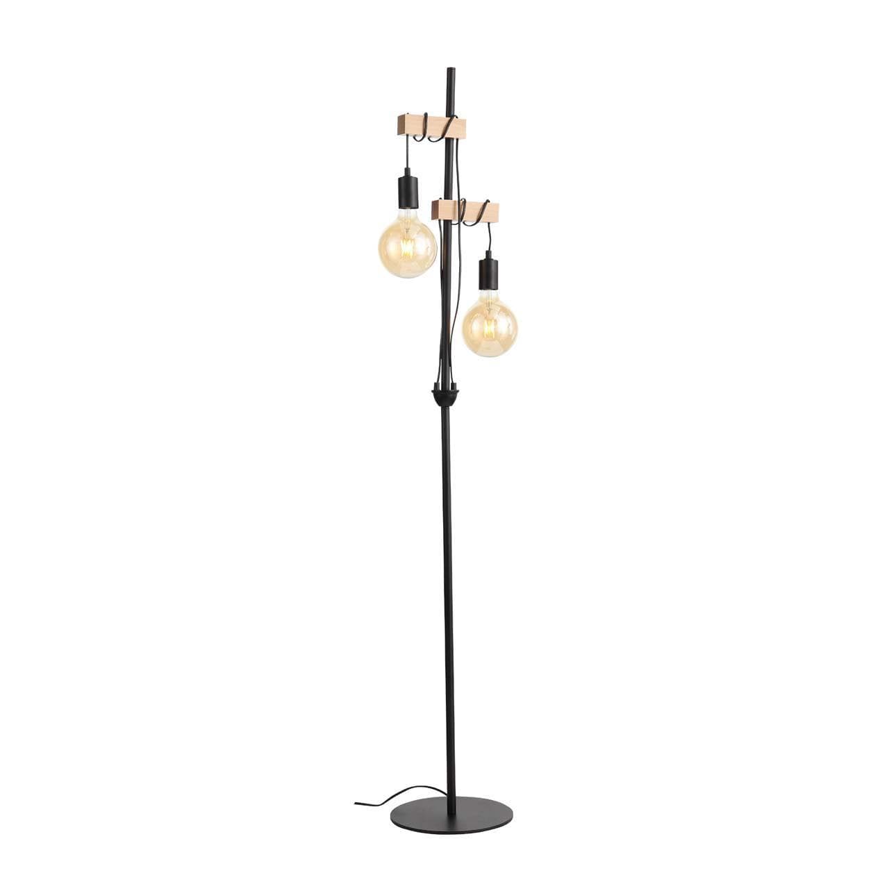 Evoluce SL1142.405.01 Торшер Черный, Светлое дерево E27 2*60W — миниатюра 1