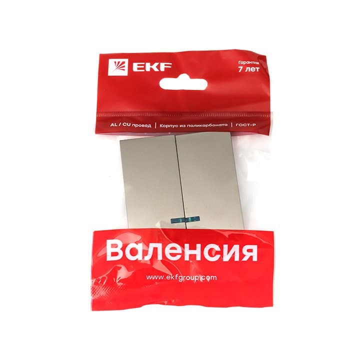 EKF PROxima Валенсия лицевая панель выключателя 2-кл. с индикатором 10А кашемир — миниатюра 2