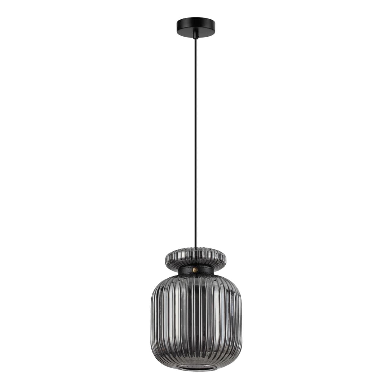 Odeon Light 5042/1B PENDANT ODL24 309 черный/дымчатый/металл/стекло/эко.кожа Подвес E27 1*60W JUGI