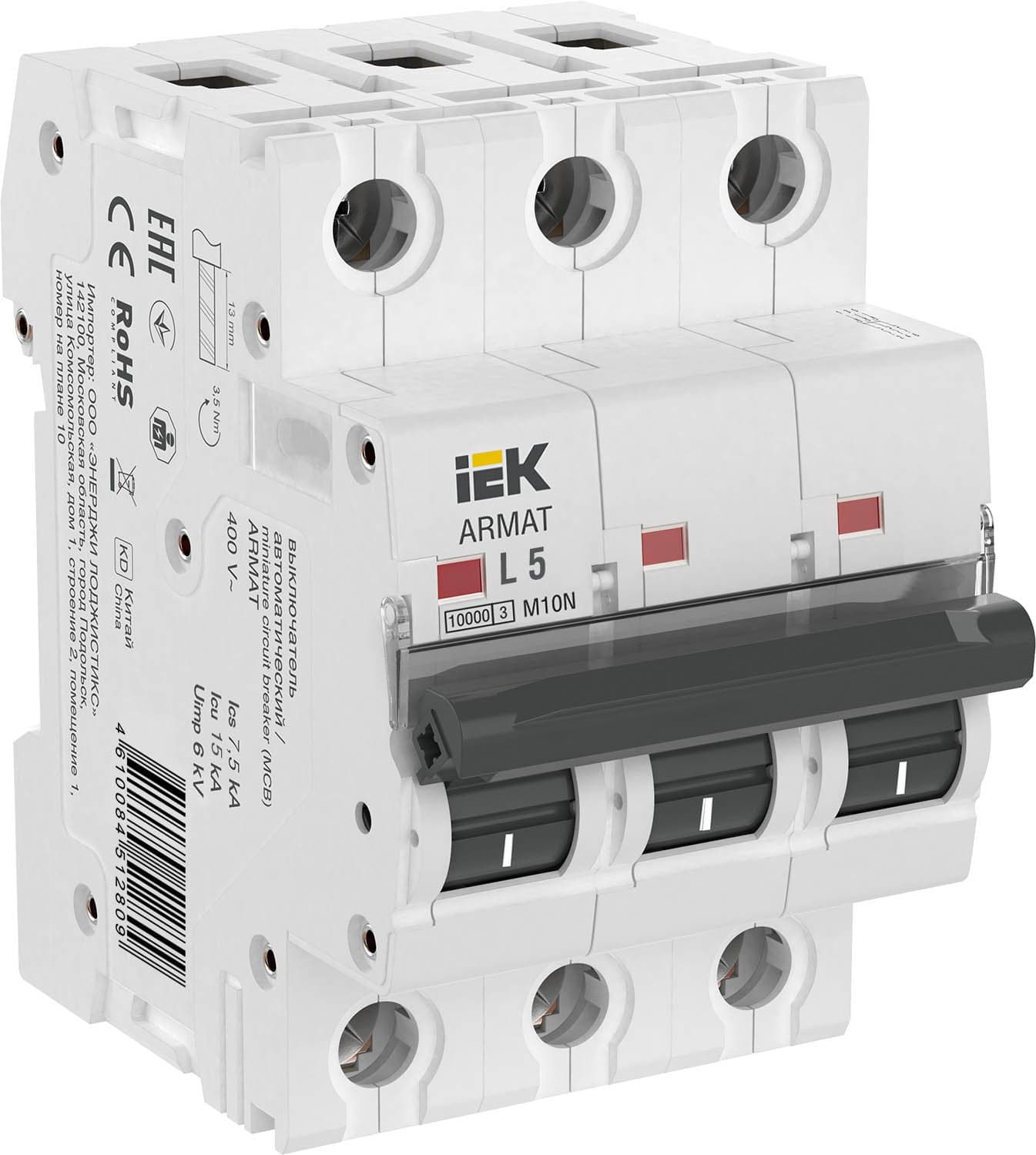 IEK ARMAT Автоматический выключатель M10N 3P L 5А AR-M10N-3-L005