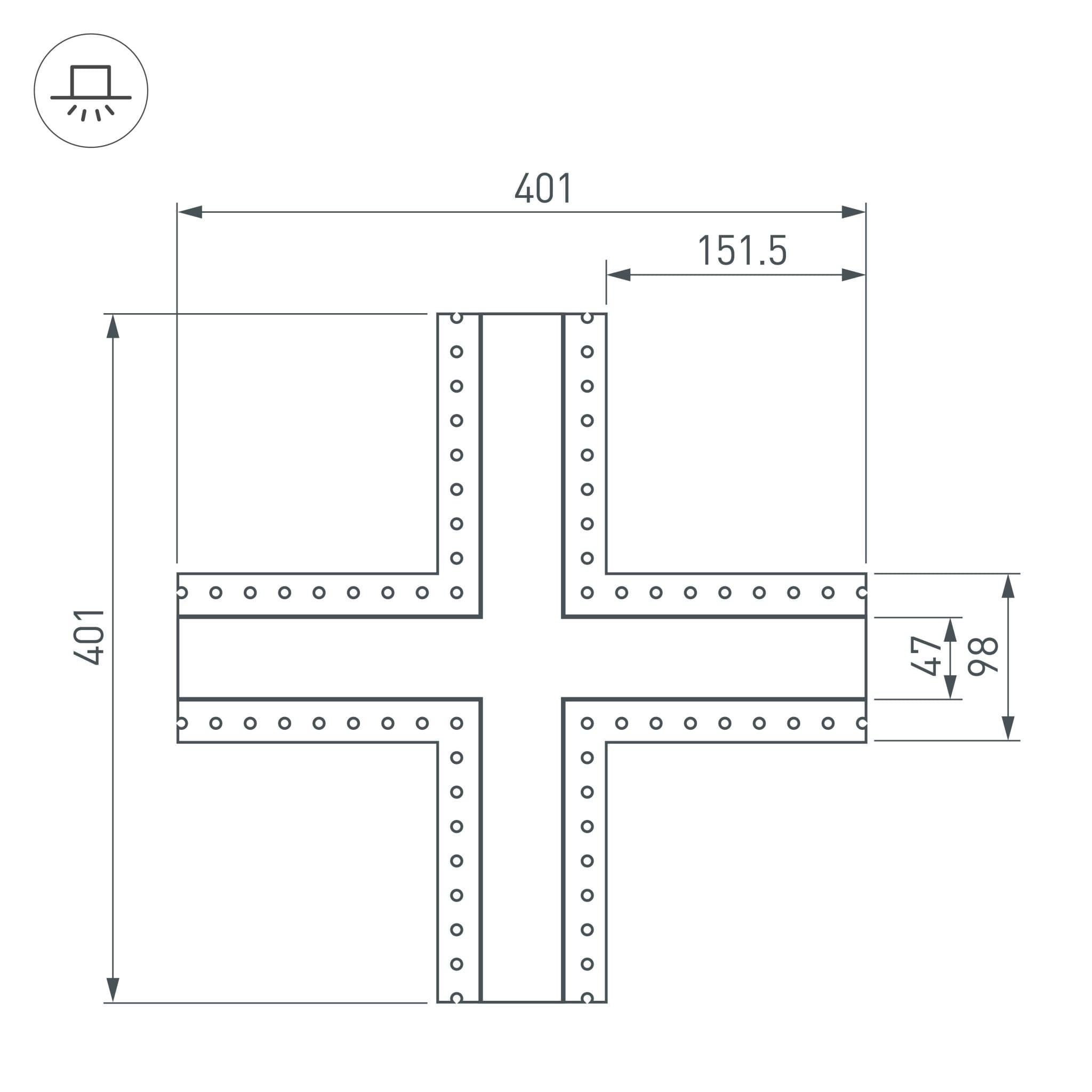 Arlight Крестовина SL-LINIA45-FANTOM (Металл) 030109 — миниатюра 2