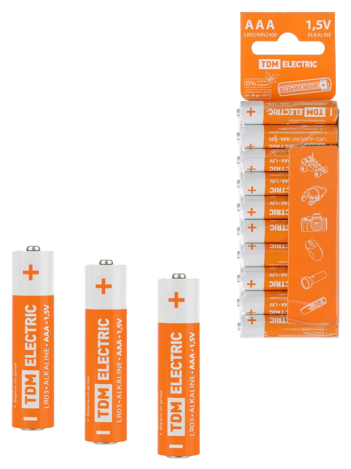 TDM Элемент питания LR03 AAA Alkaline 1,5V SC-10 SQ1702-0057