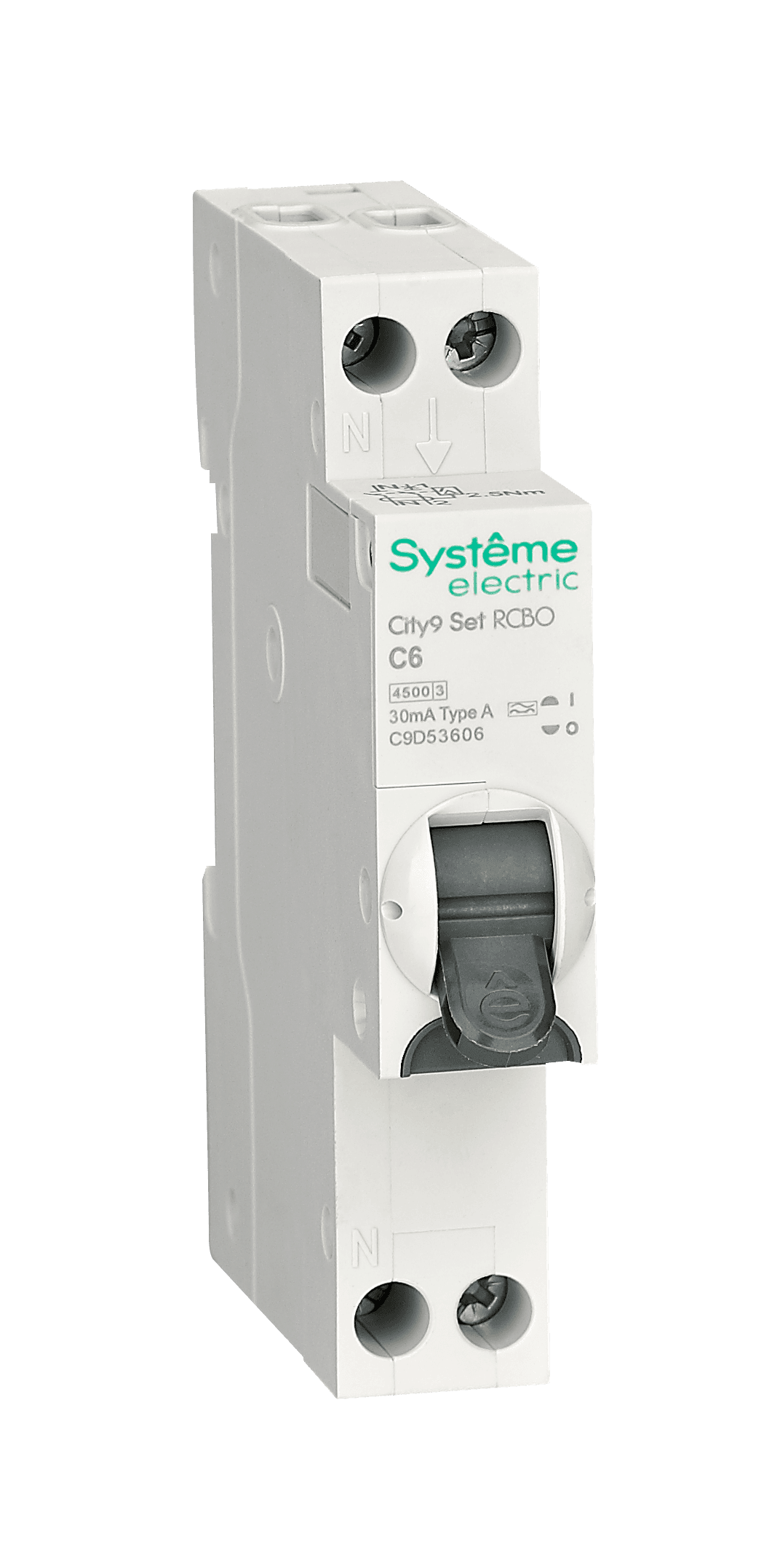 Systeme Electric City9 АВДТ 1П+Н C6 4500A 30мА A 18мм