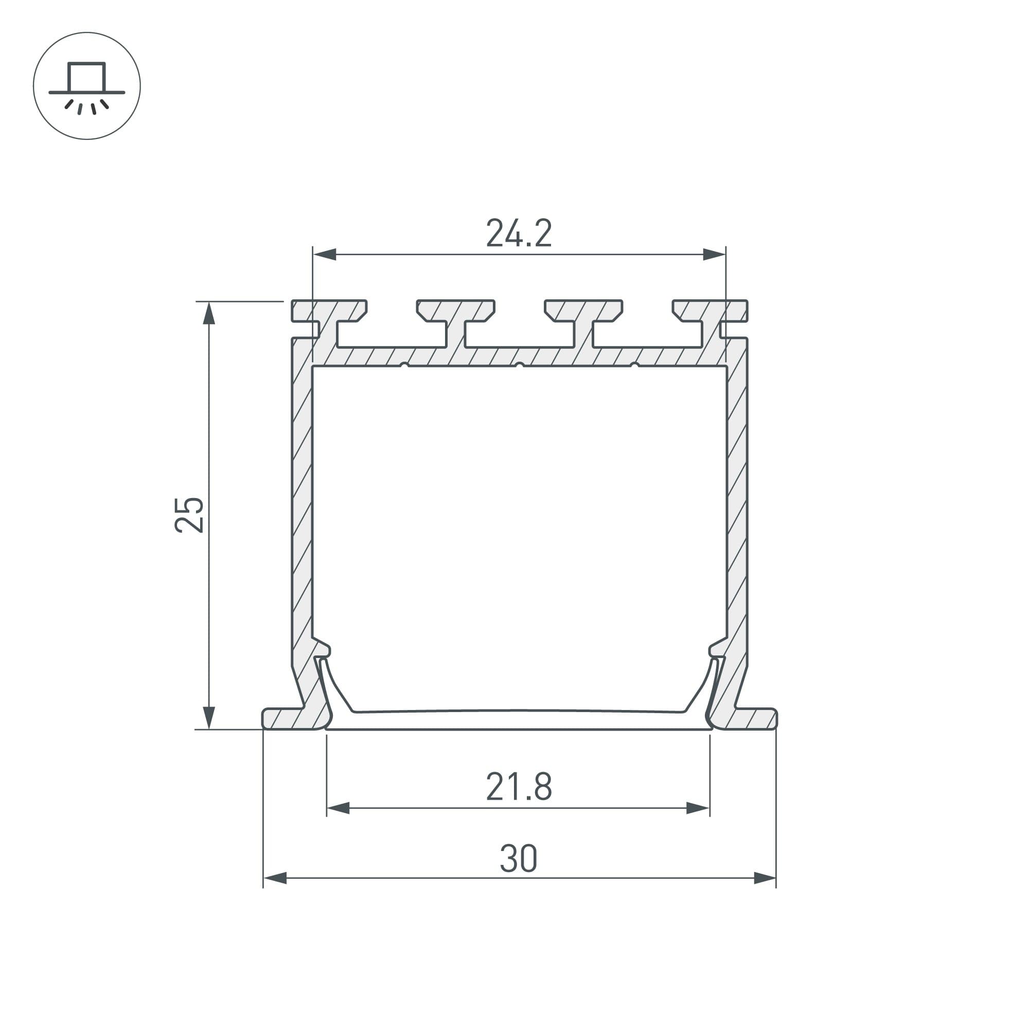 Arlight Профиль PLS-LOCK-H25-FS-3000 ANOD (Алюминий) 023386 — миниатюра 2