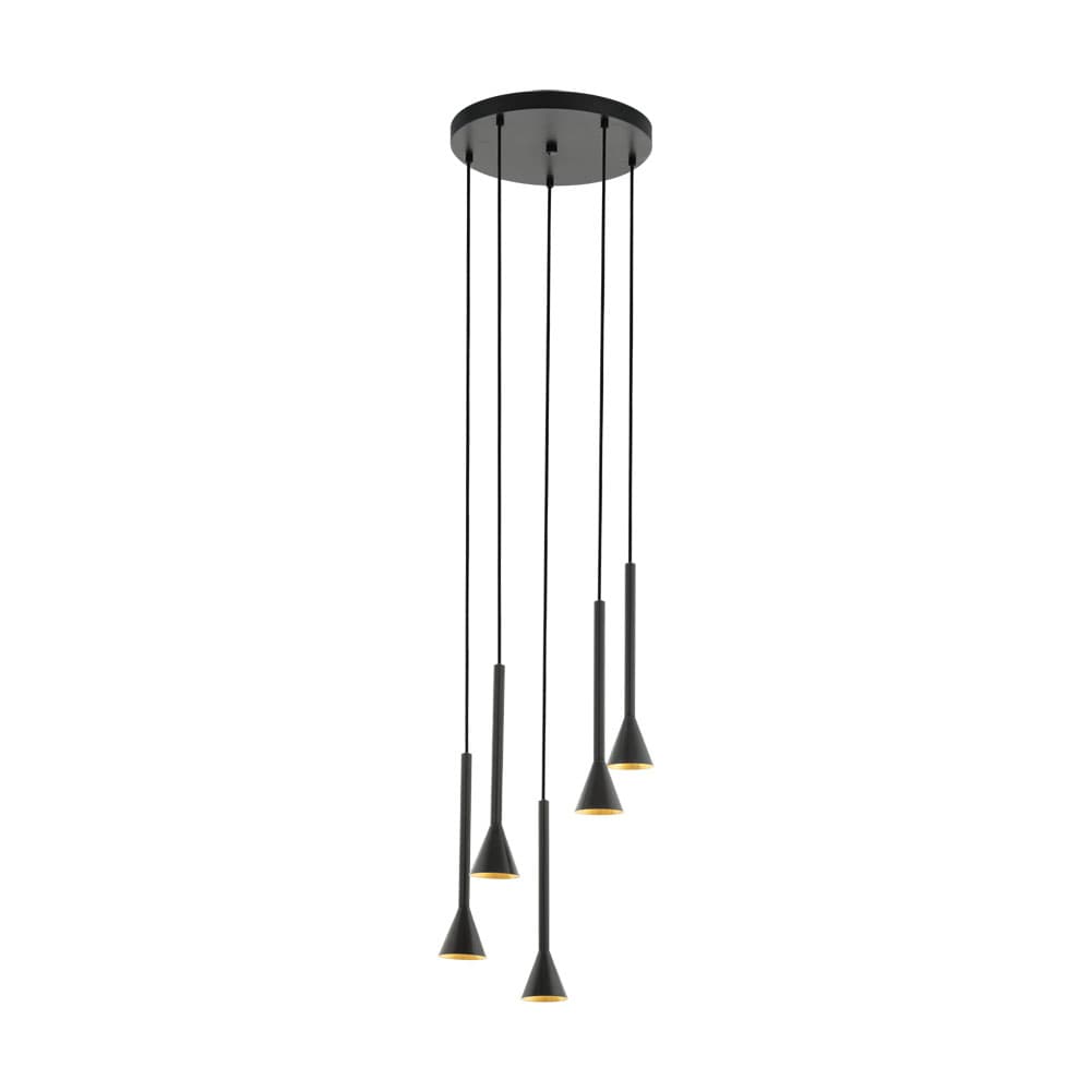 Eglo 97606 Светодиодный подвес CORTADERAS, 5х5W (GU10), 5х400lm, 350, H1500, сталь, черный, золотой