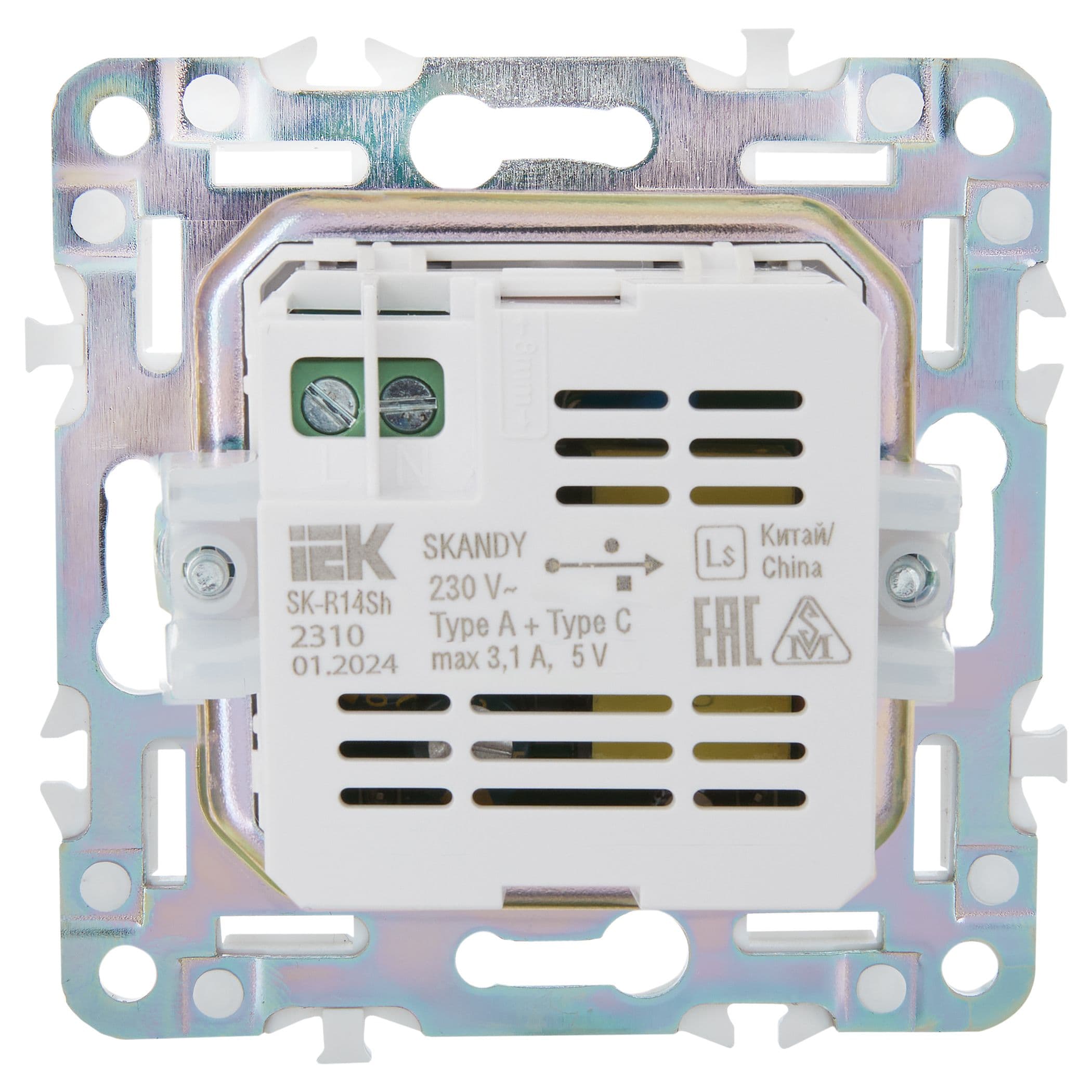 IEK SKANDY Песочный Розетка USB A+C 18Вт SK-R13Sa — миниатюра 3