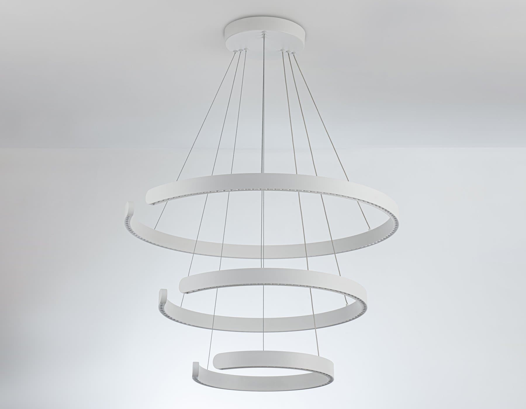 Ambrella Светильник подвесной светодиодный FL5887/3 WH белый 90W 3000K/4200K/6400K D800/600/400*1200 (без ПДУ) — миниатюра 6