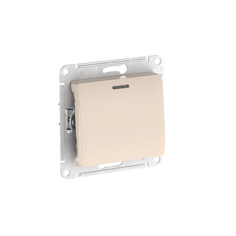 Systeme Electric Glossa Бежевый Переключатель 1-клавишный с подсвет.,сх.6а, 10АХ, мех., быстрозажим. клем.
