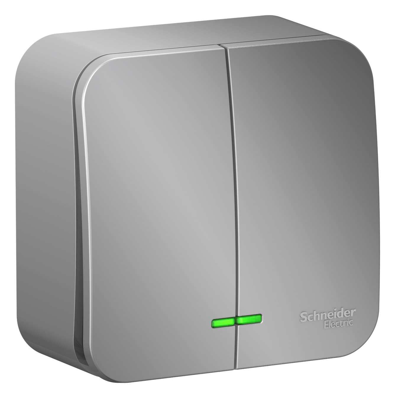 Systeme Electric Blanca наруж Алюминий Выключатель 2-клавишный с подсветкой, 10А, 250B — миниатюра 2