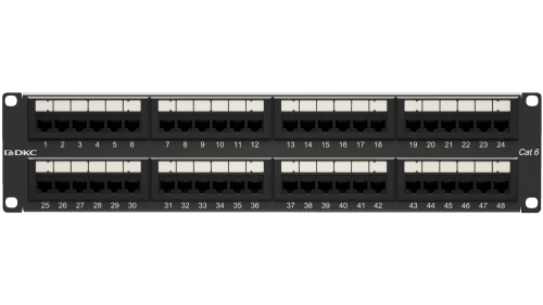DKC Патч-панель 19",2U,CAT6, 48 портов RJ45, неэкранированная