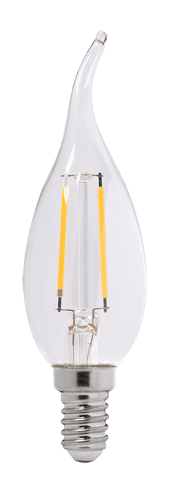 Jazzway Лампа светодиодная (LED) «свеча на ветру» d35мм E14 320° 4Вт 220-230В прозрачная тепло-белая желтая 2700К .1028013