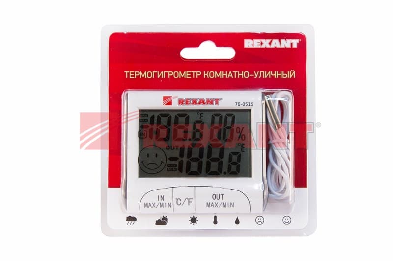 Термогигрометр комнатно-уличный Rexant 70-0515 — миниатюра 2