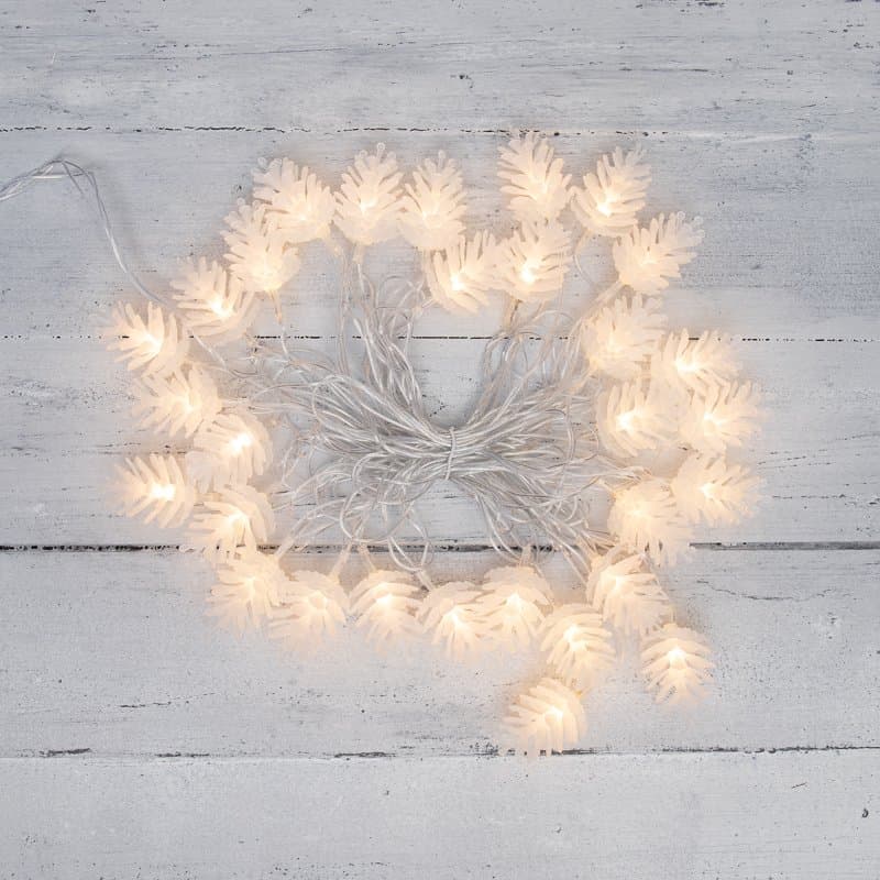 NEON-NIGHT Гирлянда светодиодная «Шишки» 5 м, 30 LED, прозрачный ПВХ с контроллером, цвет свечения теплый белый 303-069