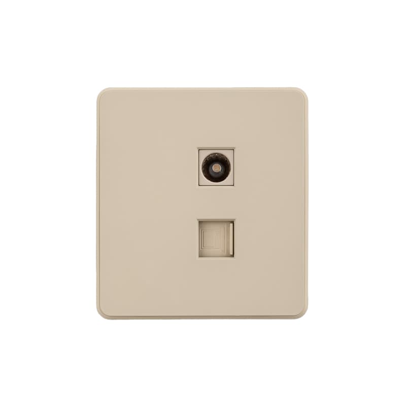 KRANZ ROUND Розетка компьютерная RJ45 кат6 + TV с/у шелк, с 1-пост. рамкой