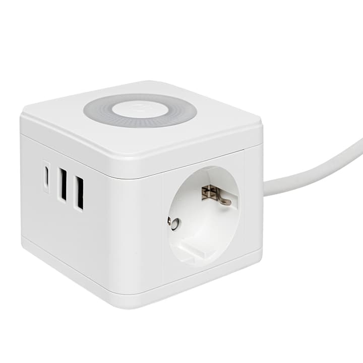 EKF PROxima Удлинитель "Куб" 2 гнезда 2USB 2,4А+Type C + Ночник 1,3 метра 1мм2 — миниатюра 1