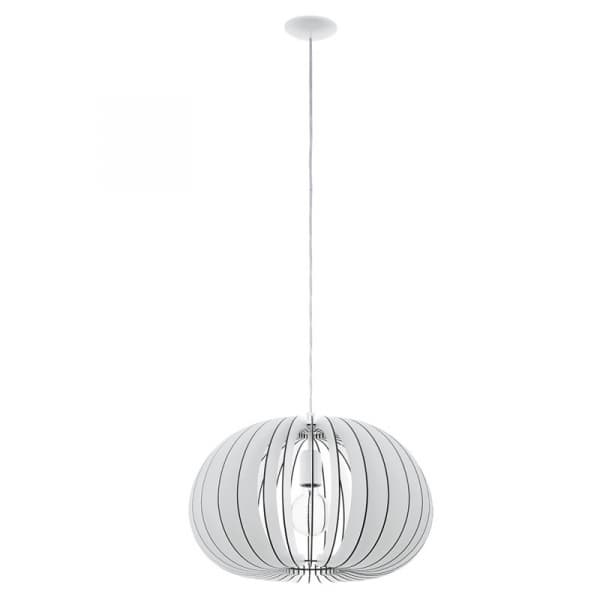 Eglo Подвес COSSANO, 1х60W (E27), Ø450, сталь/ дерево, белый 94442 — миниатюра 1