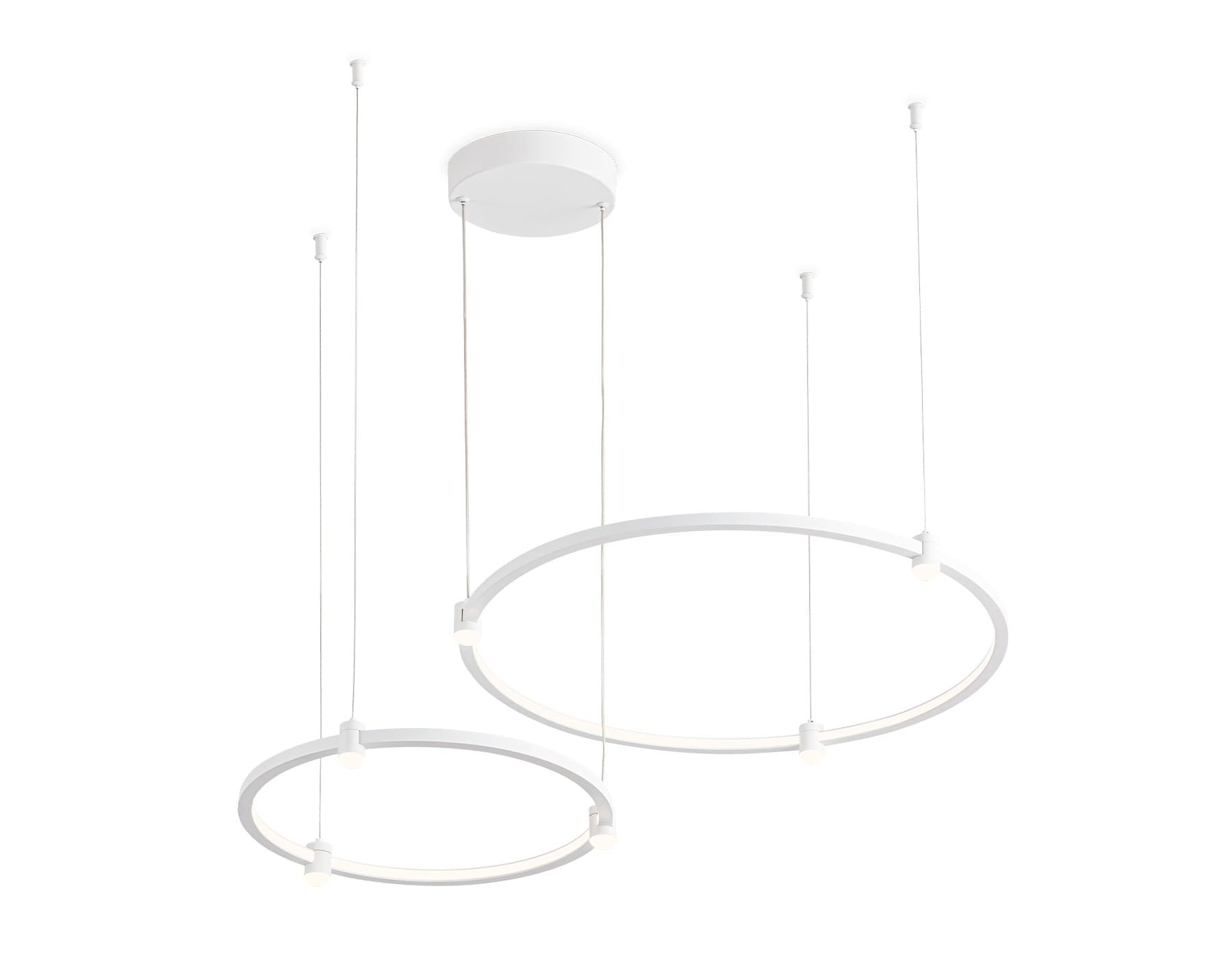 Ambrella Светильник подвесной светодиодный FL5521/2+6 WH белый 45W 3000K/4200K/6400K D600/400*1300 (без ПДУ) — миниатюра 2