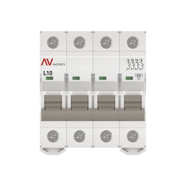 EKF Выключатель автоматический AV-6 4P 10A (L) 6kA AVERES — миниатюра 3