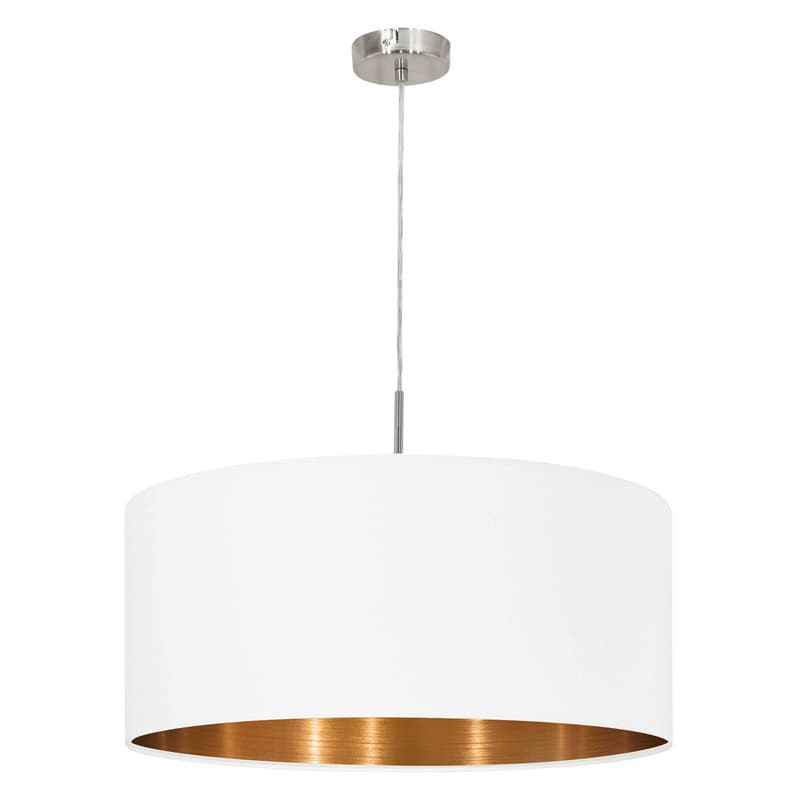Eglo 95045 Подвес PASTERI, 1х60W (E27), Ø530, никель матовый/текстиль, белый, медный — миниатюра 2