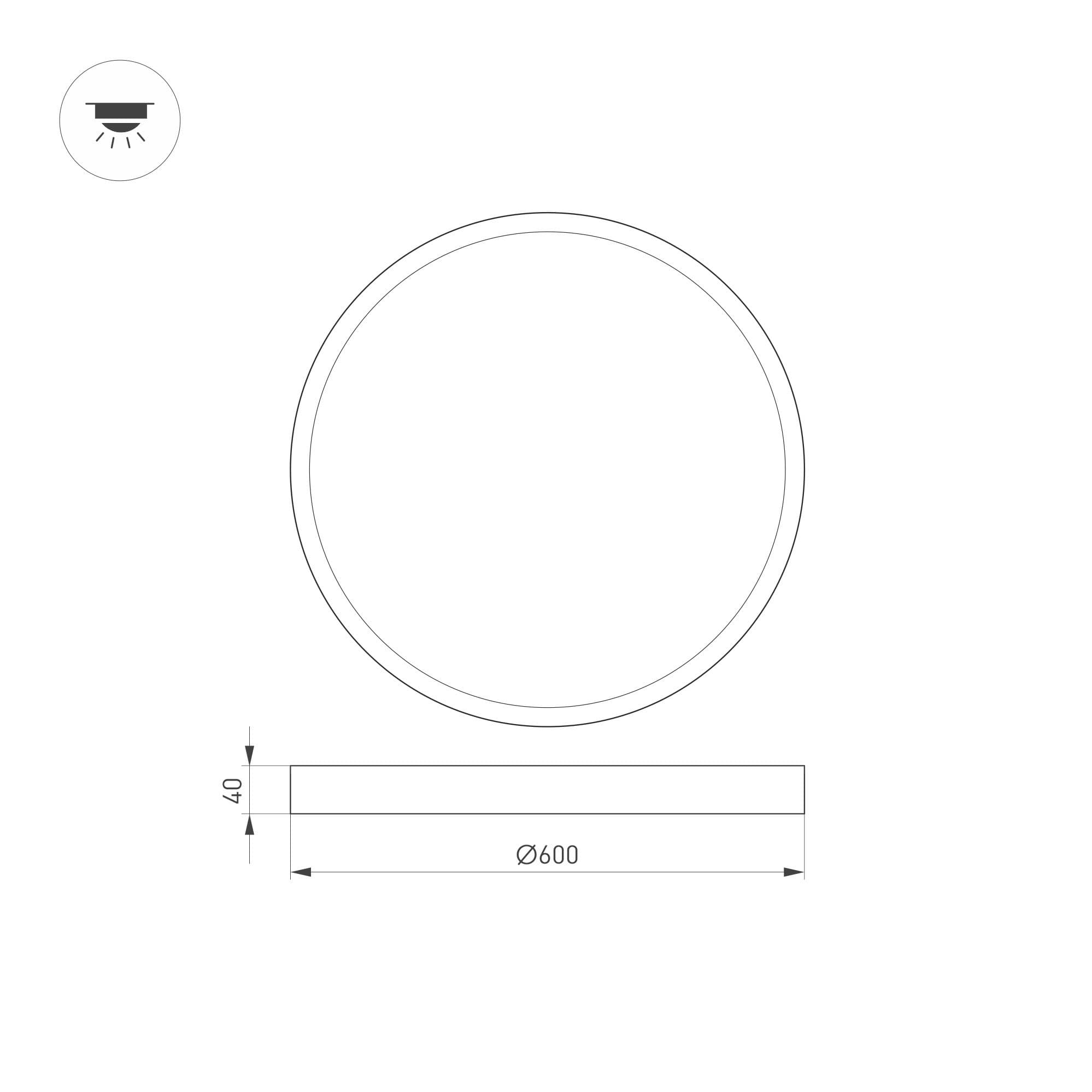 Arlight Светильник SP-BASIC-R600-48W Warm3000 (WH, 120 deg, 230V) (IP40 Металл, 3 года) 020524(1) — миниатюра 2