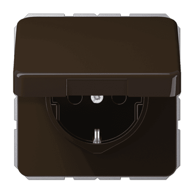 JUNG SCHUKO®-розетка 16 A / 250 B ~ с крышкой, коричневая CD1521BFKLBR