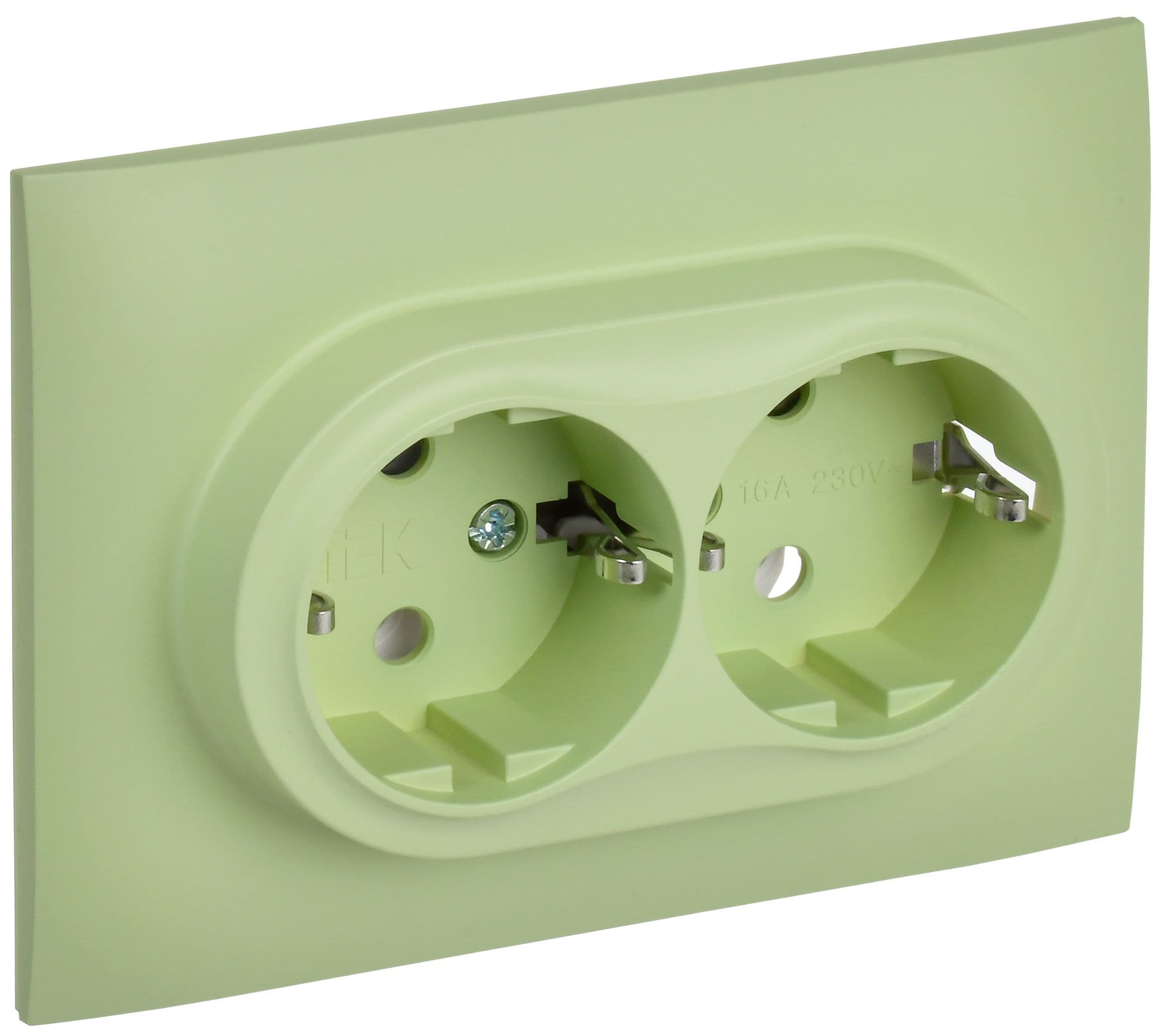 IEK SKANDY Мятный Розетка 2-ая с/з без защитных шторок 16А в сборе SK-R08G