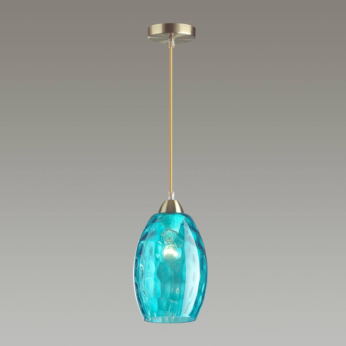 Lumion 4490/1 LN20 античная бронза, голубой Подвес E27 60W 220V SAPPHIRE — миниатюра 4