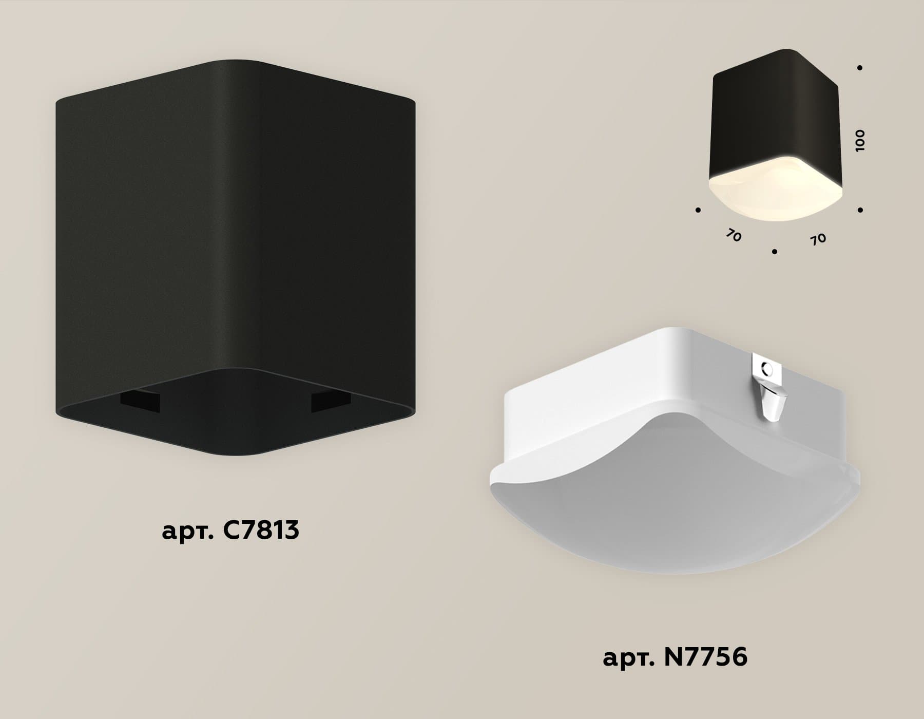 Ambrella Комплект накладного светильника с акрилом XS7813022 SBK/FR черный песок/белый матовый MR16 GU5.3 (C7813, N7756) — миниатюра 2