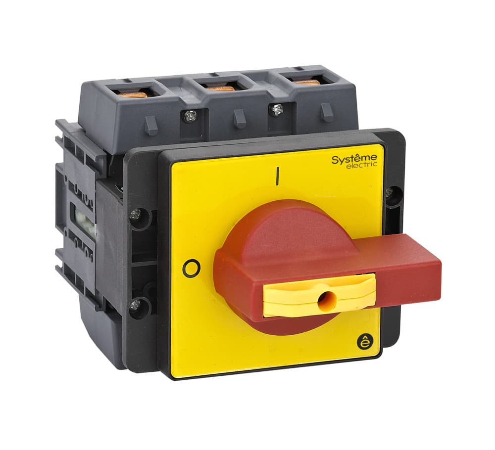 Systeme Electric Выключатель-разъединитель 3P 125A IP20 с красной рукояткой на дверцу 4 винта 1 замок