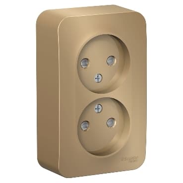 Systeme Electric Blanca наруж Титан Розетка 2-ая б/з со шторками 16А, 250В, изолир. пластина — миниатюра 2
