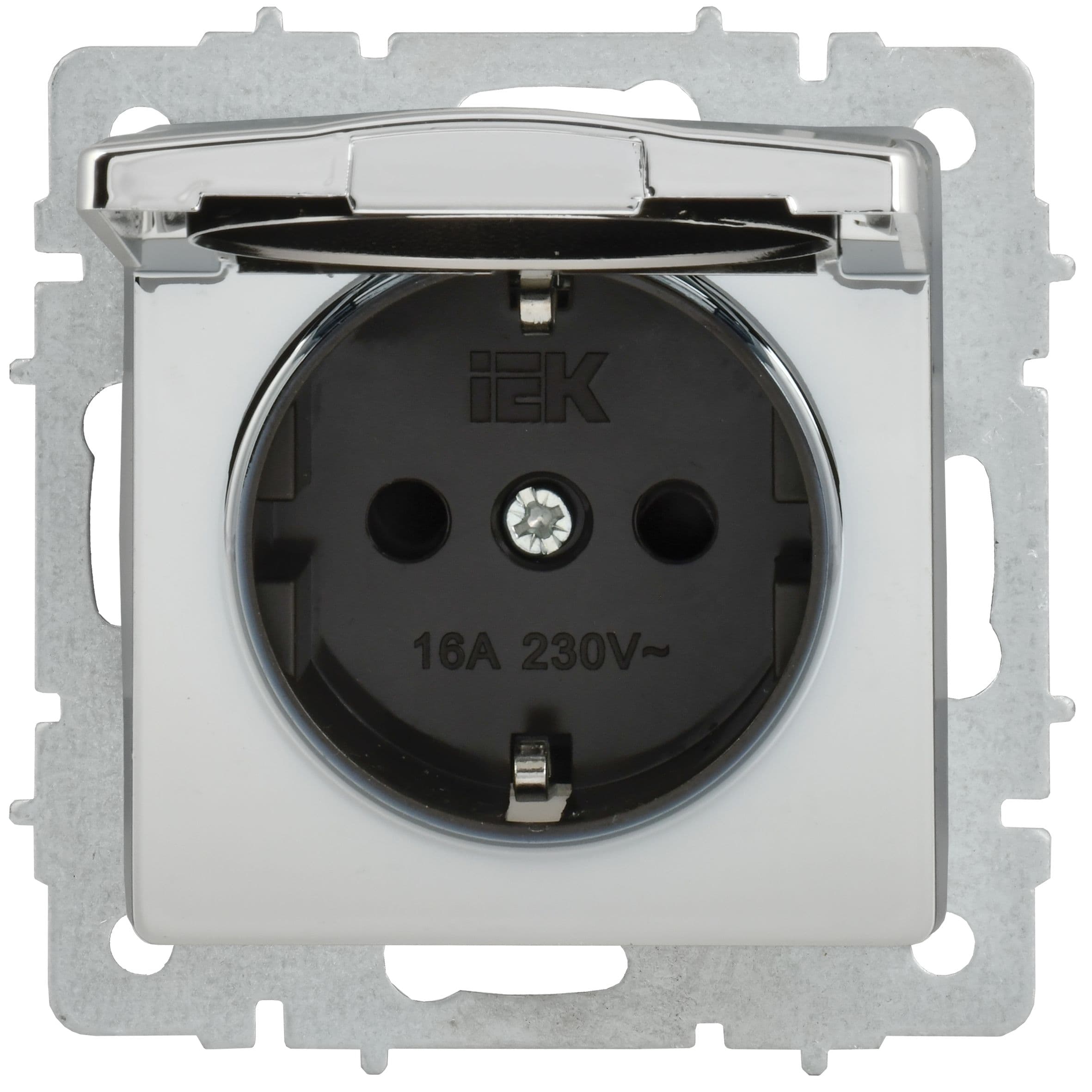 IEK BRITE Металл Хром/никель Роз с з/к/ш с кр 16А IP44 РСбш10-3-44-БрГН — миниатюра 4