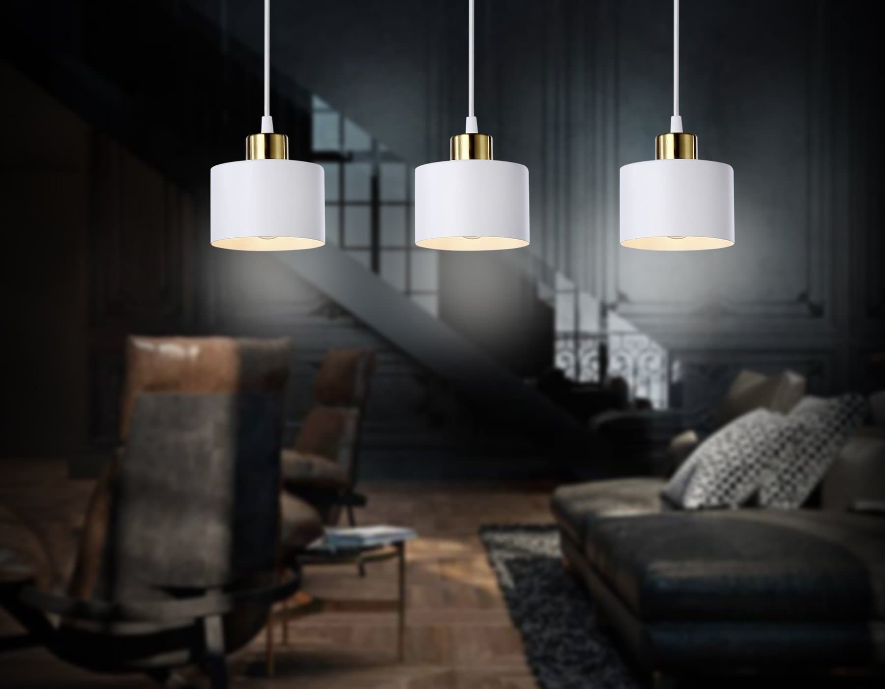 Ambrella Подвесной светильник в стиле лофт TR8117/3 WH/BS белый/латунь E27*3 max 40W 580*120*970 — миниатюра 2