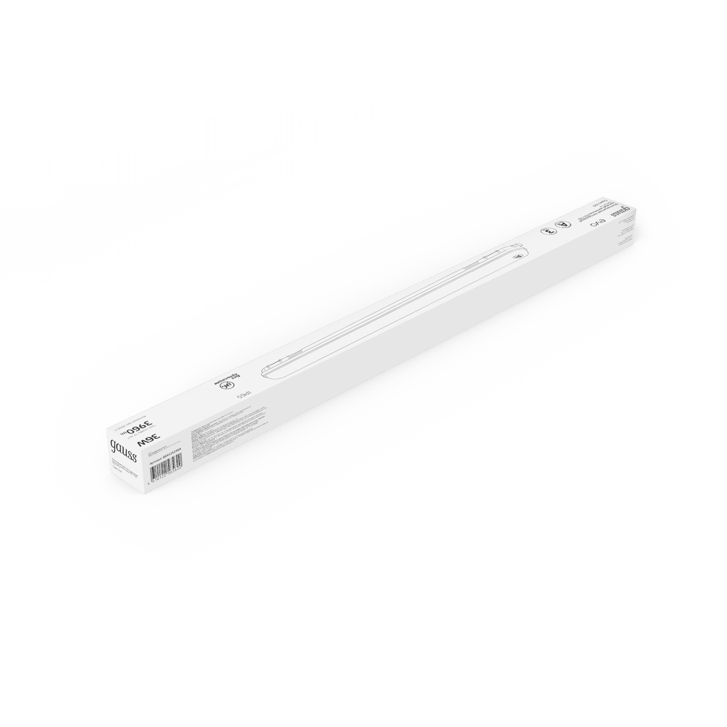 Gauss Светильник IP65 LED ССП-176 EVO IP65 1200*76*66 36W 3960lm 6500K с БАП на 1ч, 1/12 864425336A — миниатюра 2