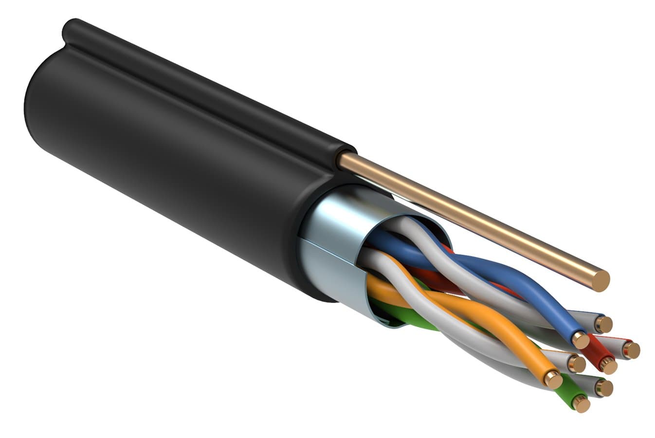 IEK ITK Каб. F/UTP кат.5E 4х2х24AWG, LDPE трос 1,2мм, 305м чер. LC3-C5E04-359