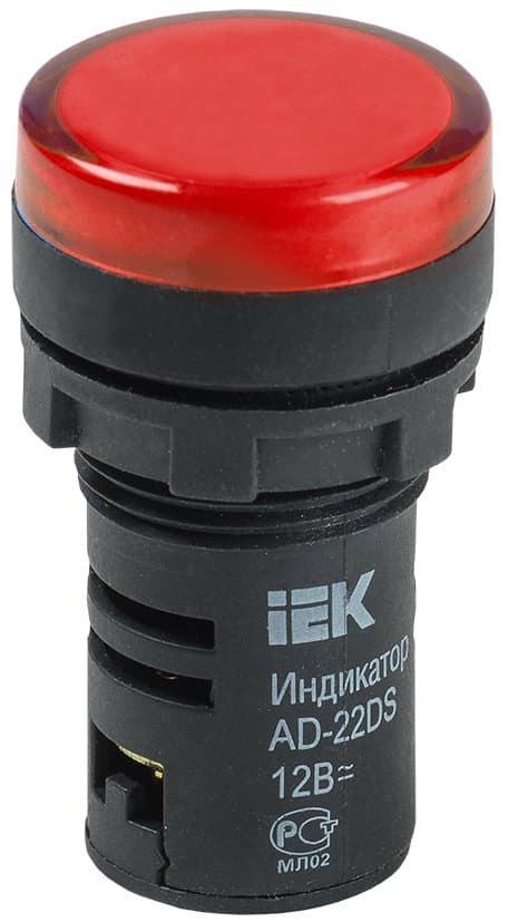 IEK Лампа AD22DS(LED)матрица d22мм красный 12В AC/DC