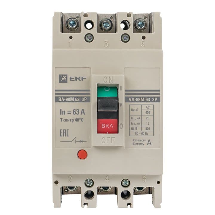 EKF PROxima Автоматический выключатель ВА-99М 63/63А 3P 25кА — миниатюра 4