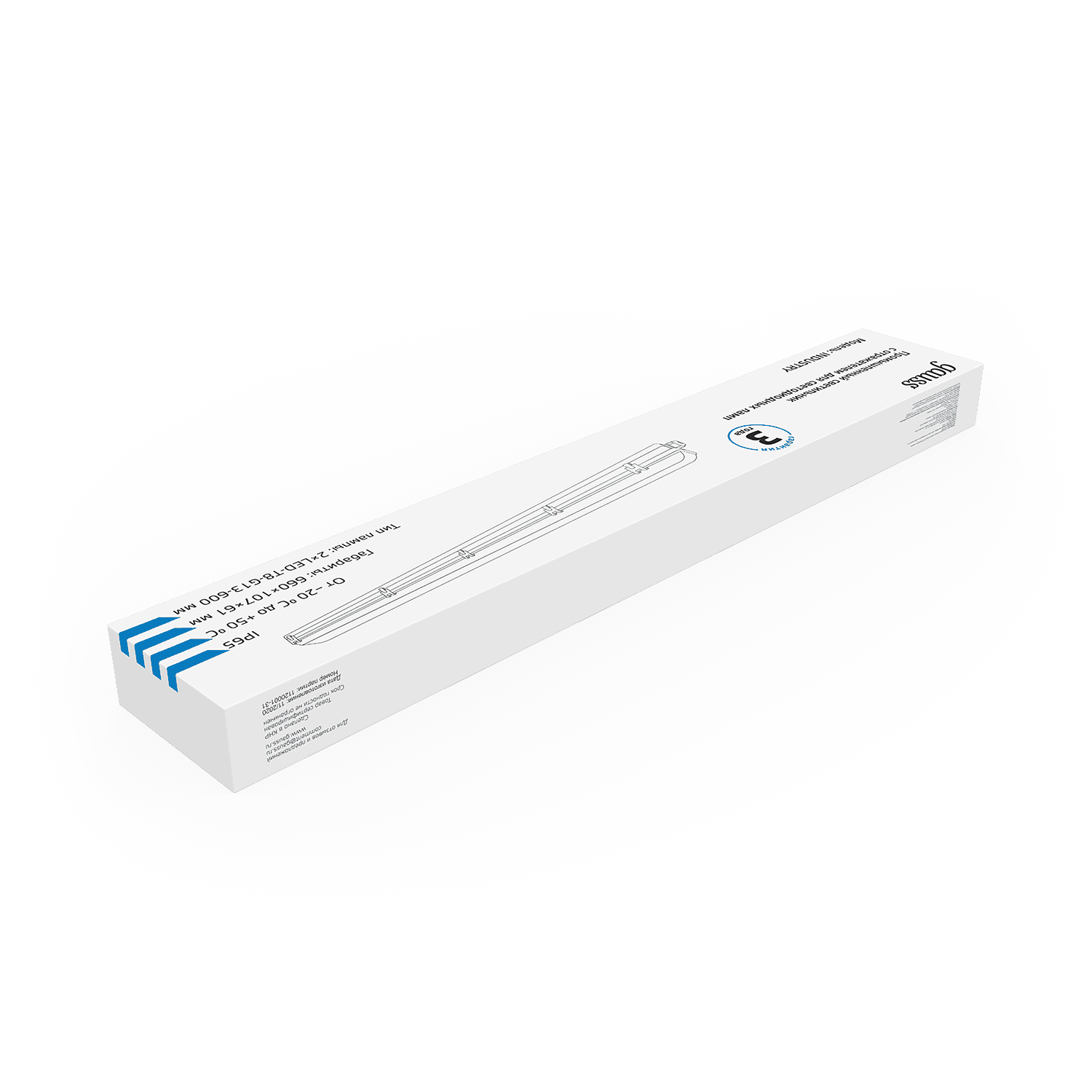 Gauss Светильник линейный СПП-Т8-G13 INDUSTRY 220-230V IP65 660*107*61мм для LED ламп 2х600мм 909410260 — миниатюра 3