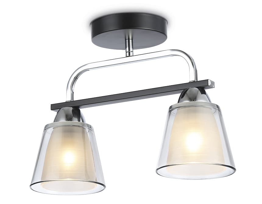 Ambrella Светильник потолочный TR303231/2 BK/CH/SM/FR черный/хром/дымчатый/белый матовый E27*2 max 60W 340*120*250