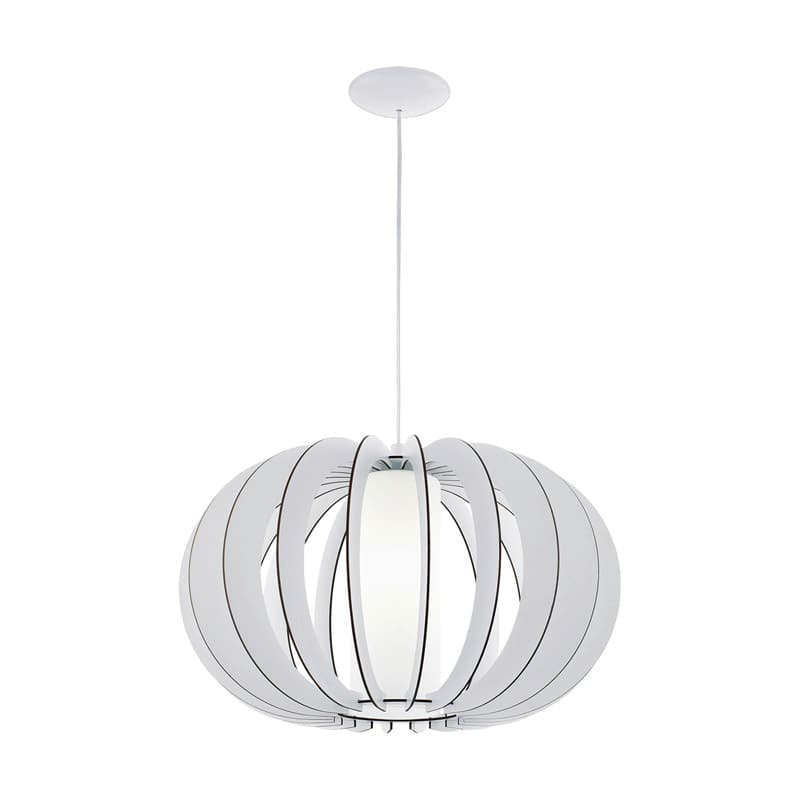 Eglo Подвес STELLATO 2, 1х60W (E27), Ø500, H1500, сталь никель матовый/дерево, стекло, белый 95607