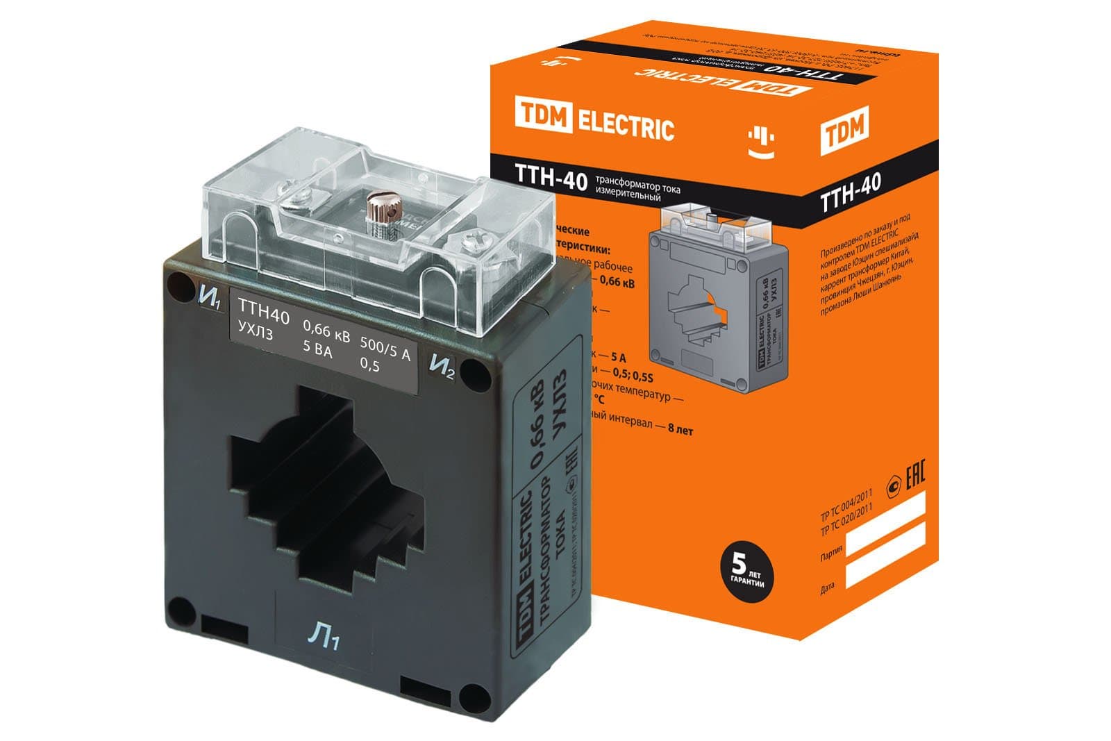 TDM Трансформатор тока измерительный ТТН  40/500/5- 5VA/0,5-Р SQ1101-1095