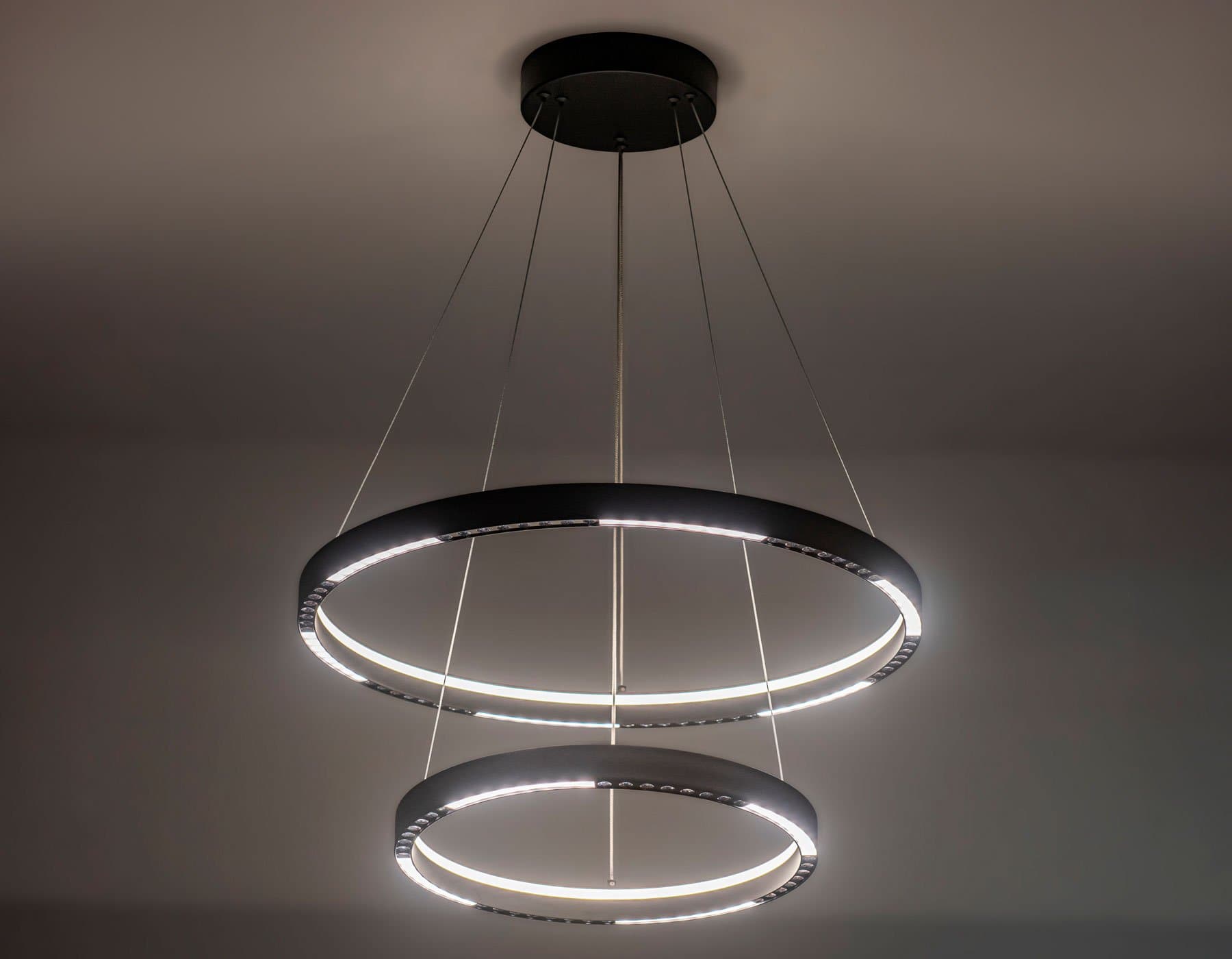 Ambrella Светильник подвесной светодиодный FL5865/2 BK черный 45W 3000K/4200K/6400K D600/400*830 (без ПДУ) — миниатюра 3